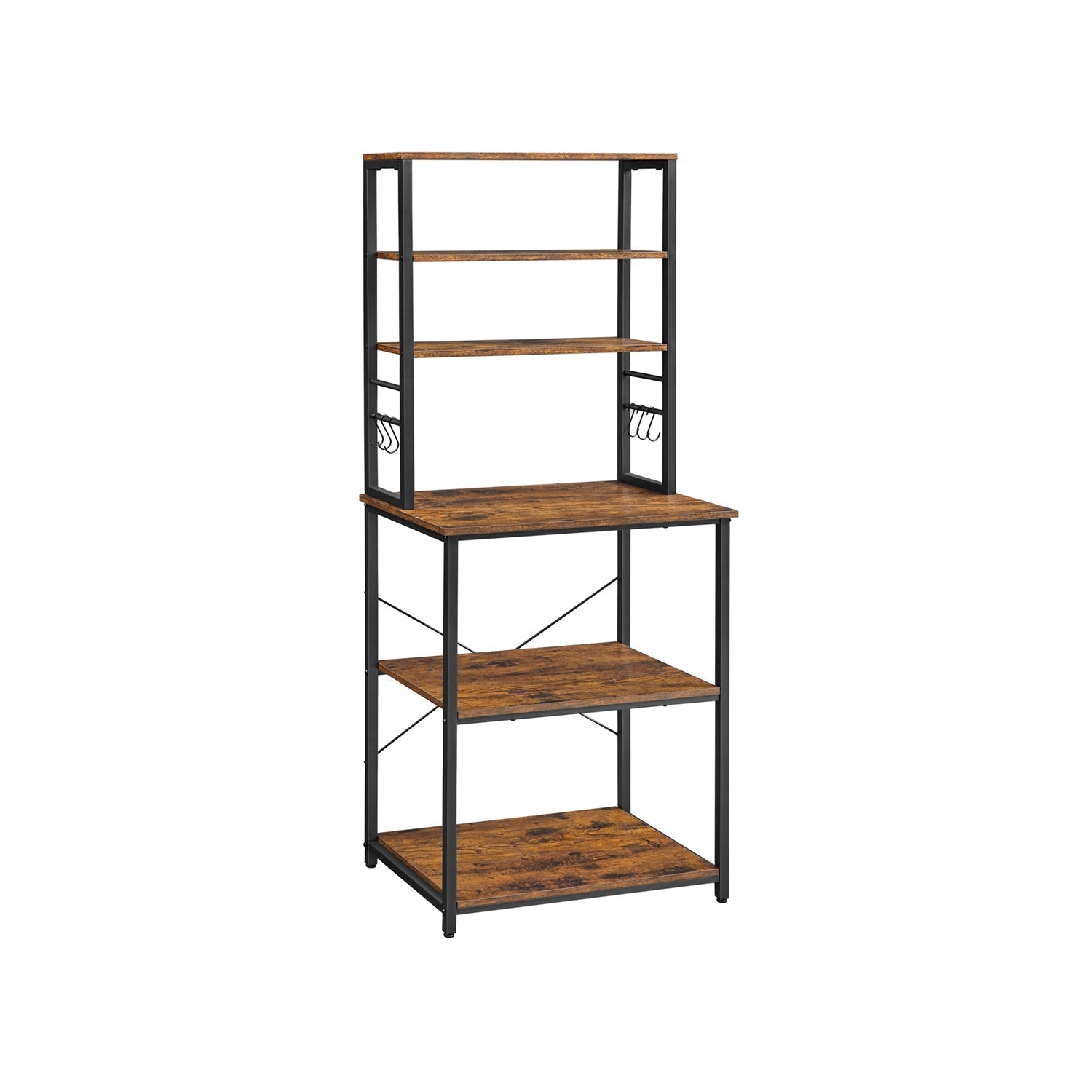 Küchenständer - Küchenschrank - mit Regalen und 8 Haken - Mikrowellenregal - 40 x 60 x 167 cm