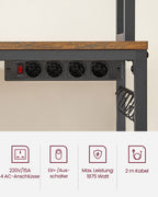 Küchenregal-Steckdosen und Gitterplatten-Vintage-Braunschwarz