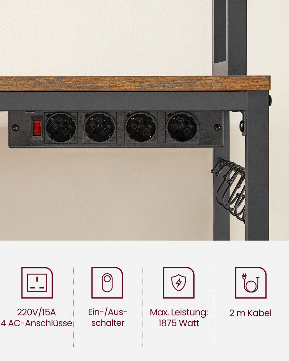Küchenregal-Steckdosen und Gitterplatten-Vintage-Braunschwarz