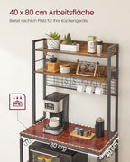 Küchenregal-Steckdosen und Gitterplatten-Vintage-Braunschwarz