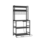 Küchenregal-Steckdosen und Gitterplatten-Vintage-Braunschwarz