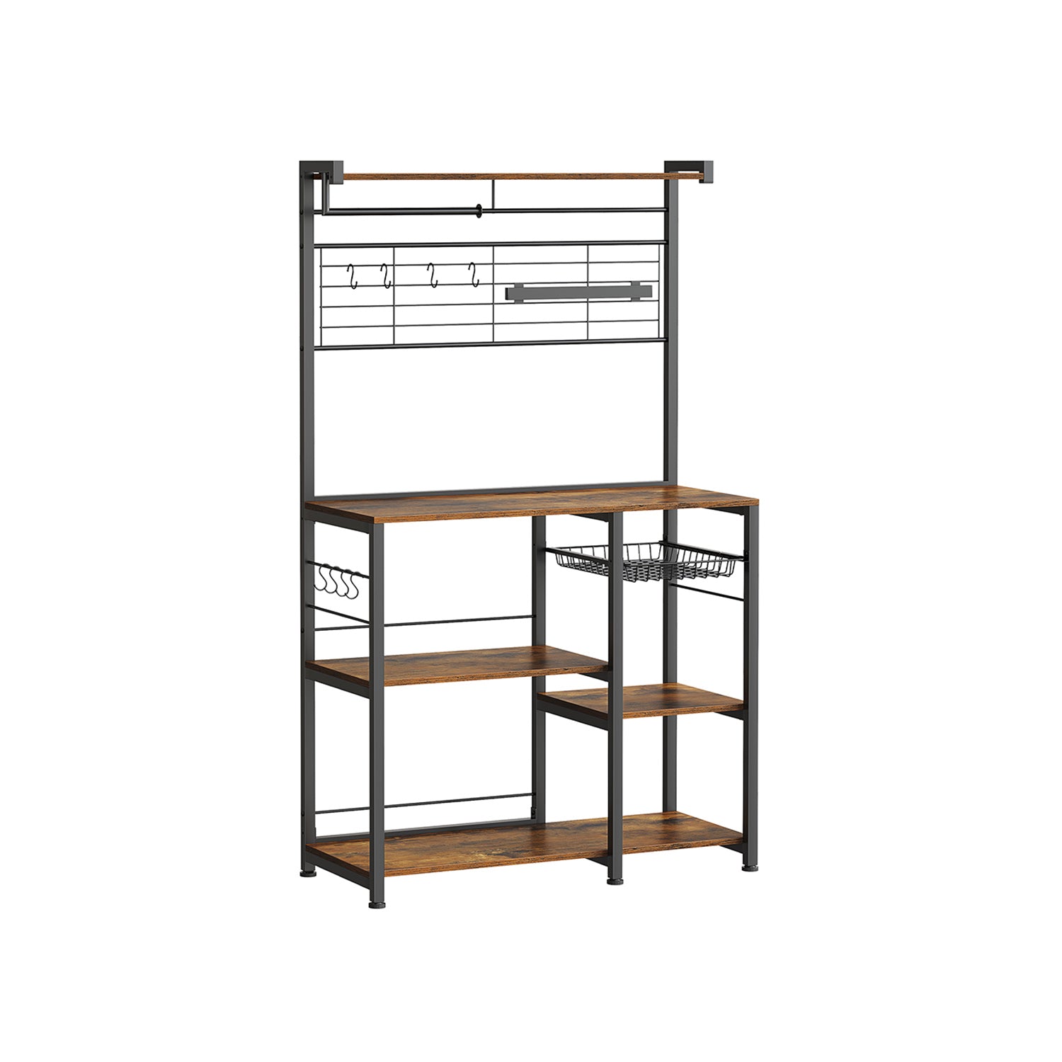 Küchenregal mit Magnetstreifen für Messer und 12 Hooks-Vintage-Braunschwarz