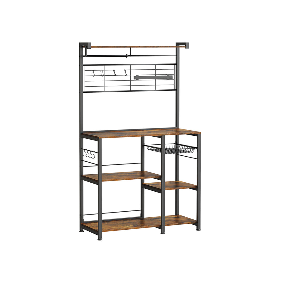 Küchenregal mit Magnetstreifen für Messer und 12 Hooks-Vintage-Braunschwarz