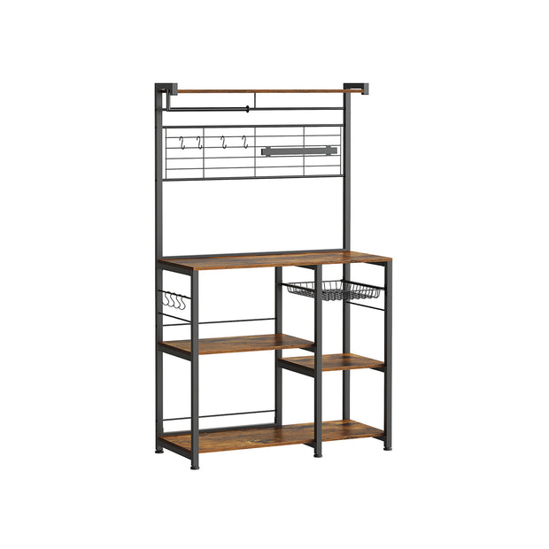 Küchenregal mit Magnetstreifen für Messer und 12 Hooks-Vintage-Braunschwarz