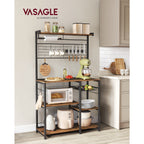 Küchenregal mit Magnetstreifen für Messer und 12 Hooks-Vintage-Braunschwarz