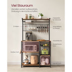 Küchenregal mit Magnetstreifen für Messer und 12 Hooks-Vintage-Braunschwarz