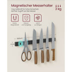 Küchenregal mit Magnetstreifen für Messer und 12 Hooks-Vintage-Braunschwarz