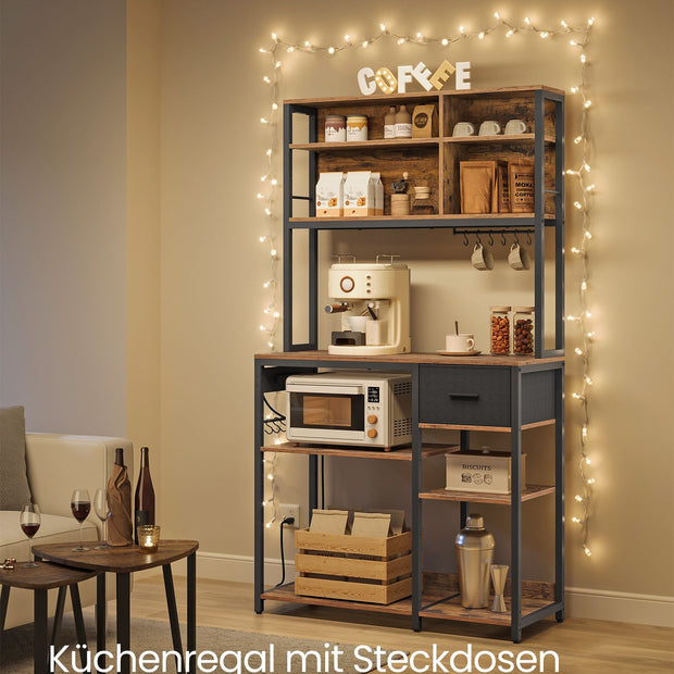 Küchenregal mit Steckdosen und Stoffschubladen - 40 x 100 x 180,4 cm