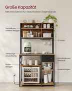 Küchenregal mit Steckdosen und Stoffschubladen - 40 x 100 x 180,4 cm