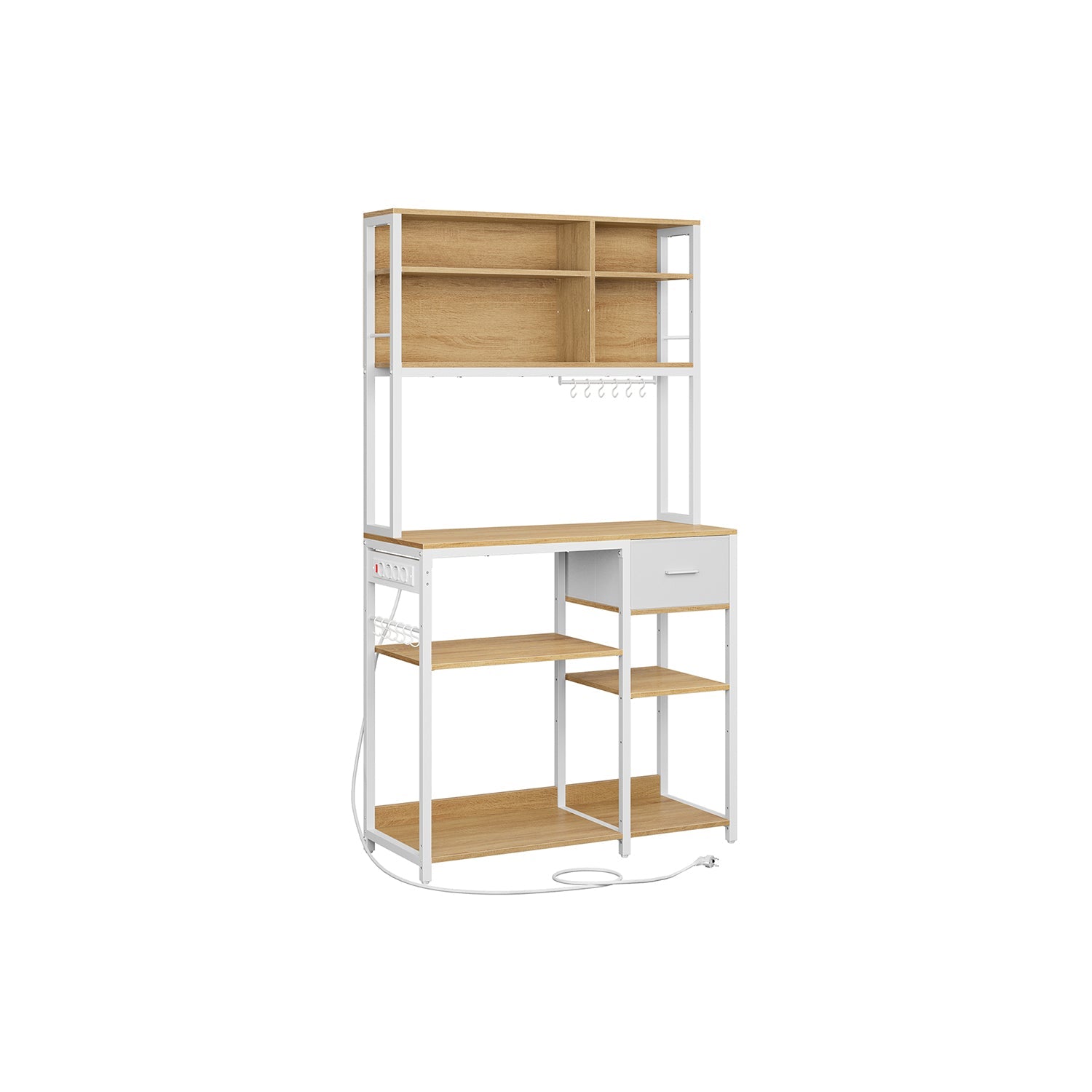 Küchenregal mit Steckdosen und Stoffschubladen - 40 x 100 x 180,4 cm