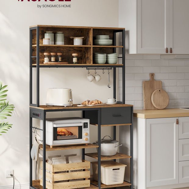 Küchenplan - mit Steckdosen und verstellbaren Regalen - Vintage Brown & Ink -Zwart