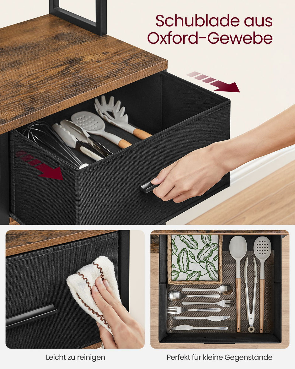 Küchenplan - mit Steckdosen und verstellbaren Regalen - Vintage Brown & Ink -Zwart