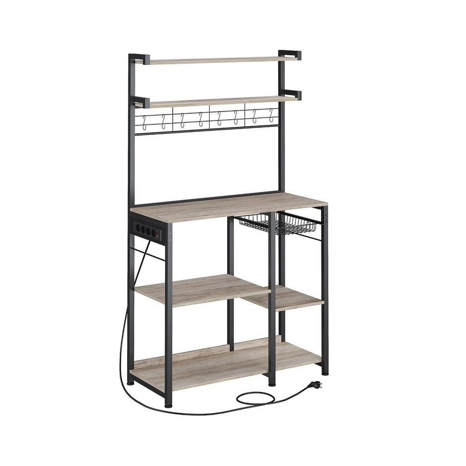 Küchenständer - Stehstange - mit Steckdose - Mehrere Regale - Metallrahmen - Brown