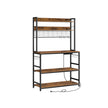 Keukenrek - Met Stopcontacten - Rasterwand - 14 Haken - Vintage Bruin-Zwart