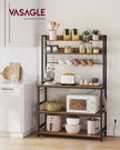 Keukenrek - Met Stopcontacten - Rasterwand - 14 Haken - Vintage Bruin-Zwart