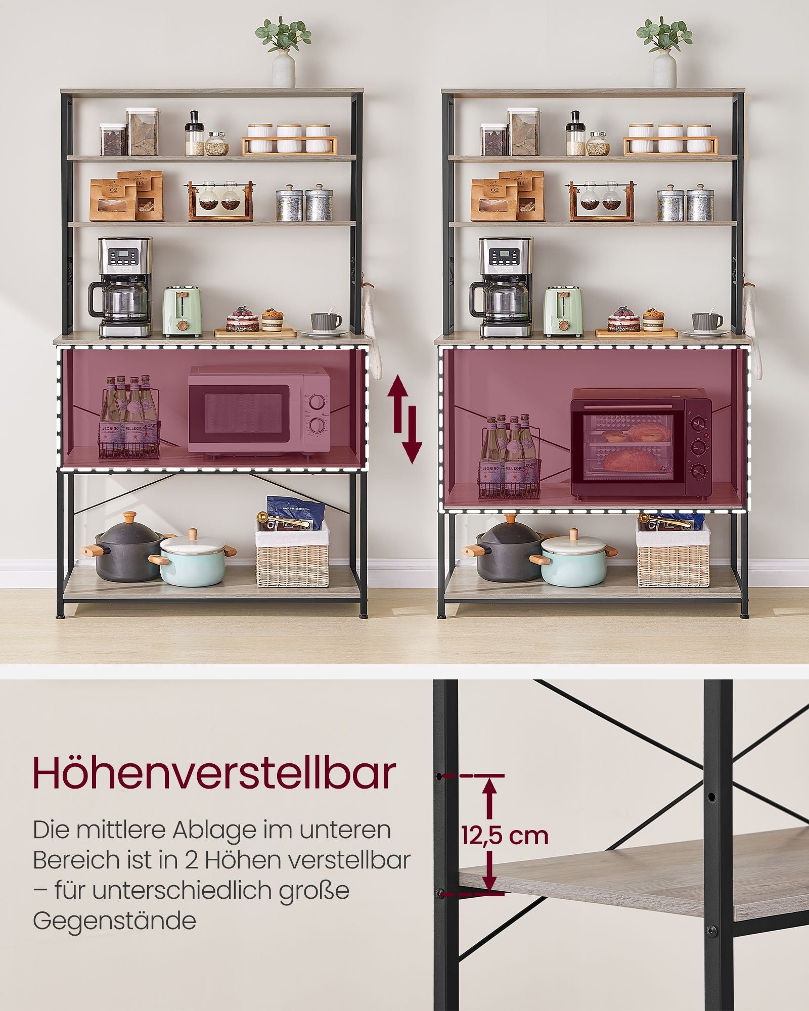 Küchenplanung 6 Level 40 x 100 x 167 cm grauschwarz