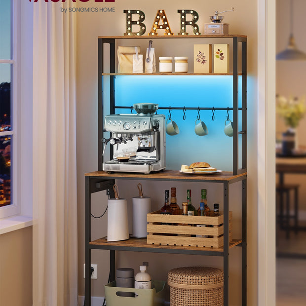 LED keukenplank met stopcontact - Vintage bruin - Mat zwart - Praktisch design