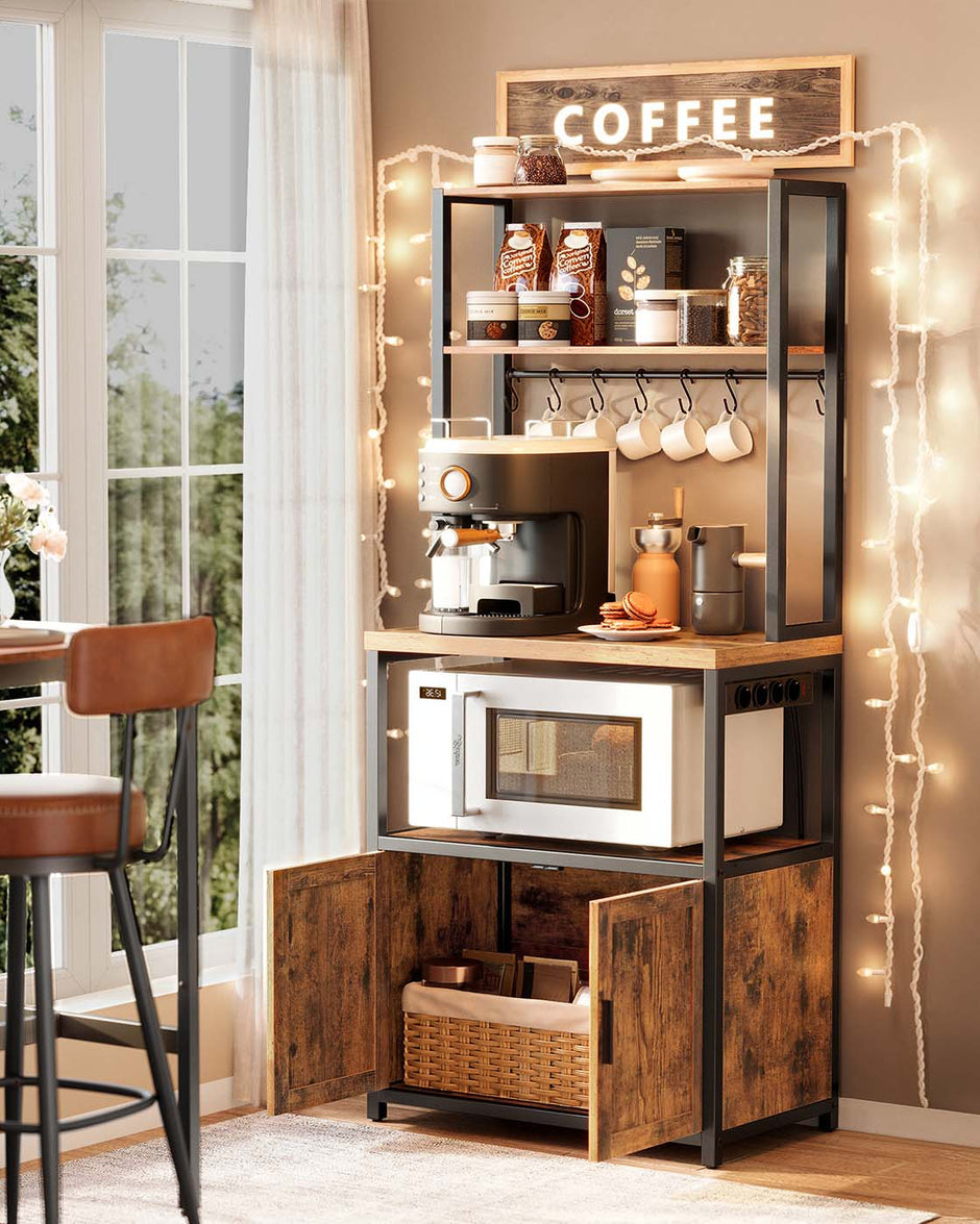 Keukenplank – Met Stopcontacten en Haken – Hout – Praktische Opbergruimte