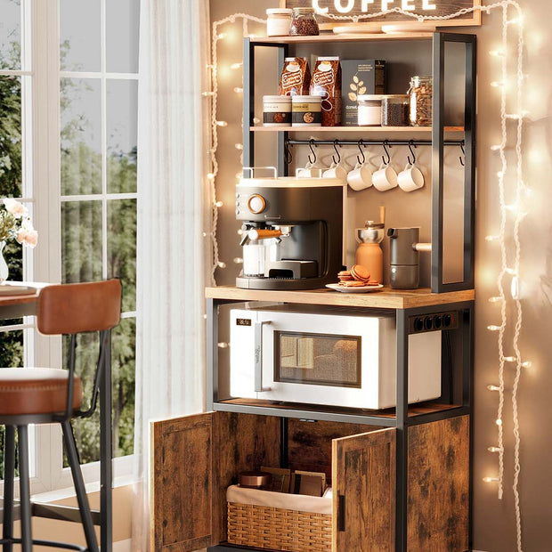 Keukenplank – Met Stopcontacten en Haken – Hout – Praktische Opbergruimte