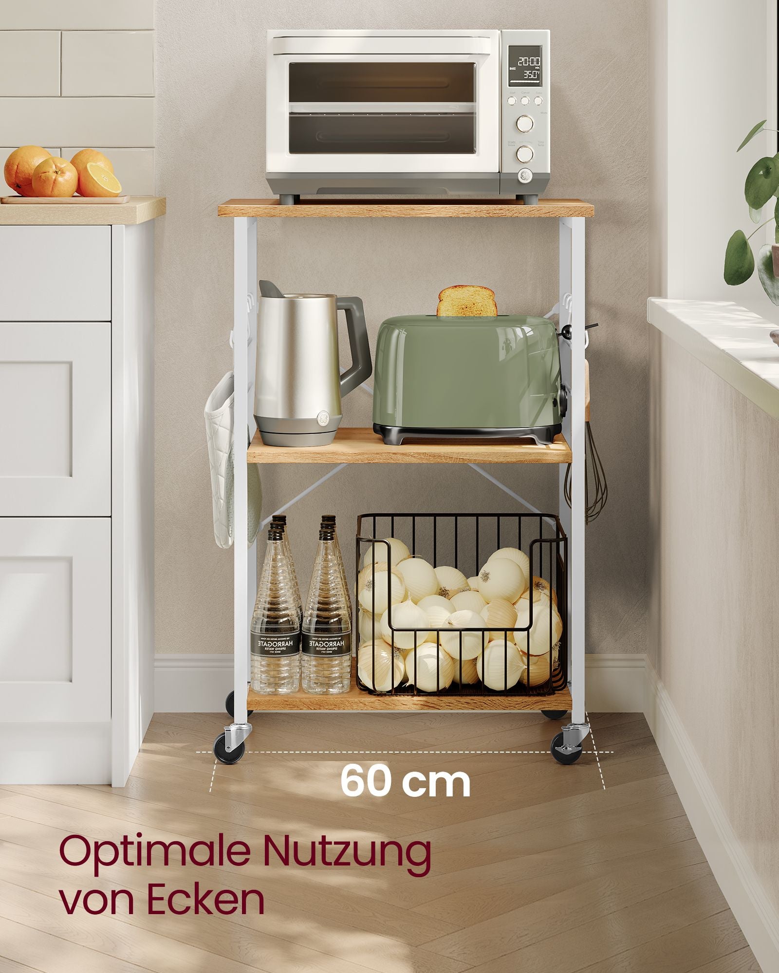 Küchenständer - auf Rädern - mit 3 Levels