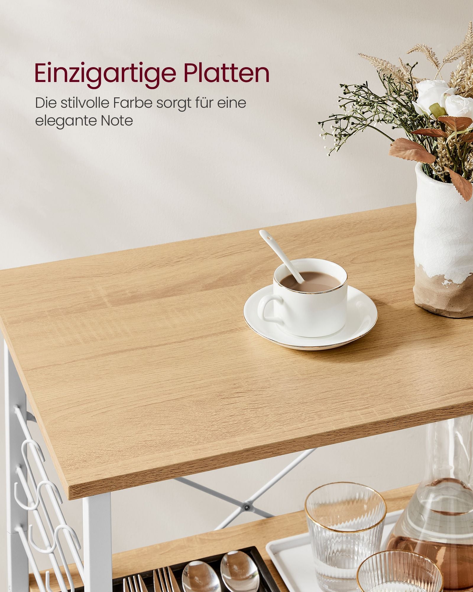 Küchenständer - auf Rädern - mit 3 Levels