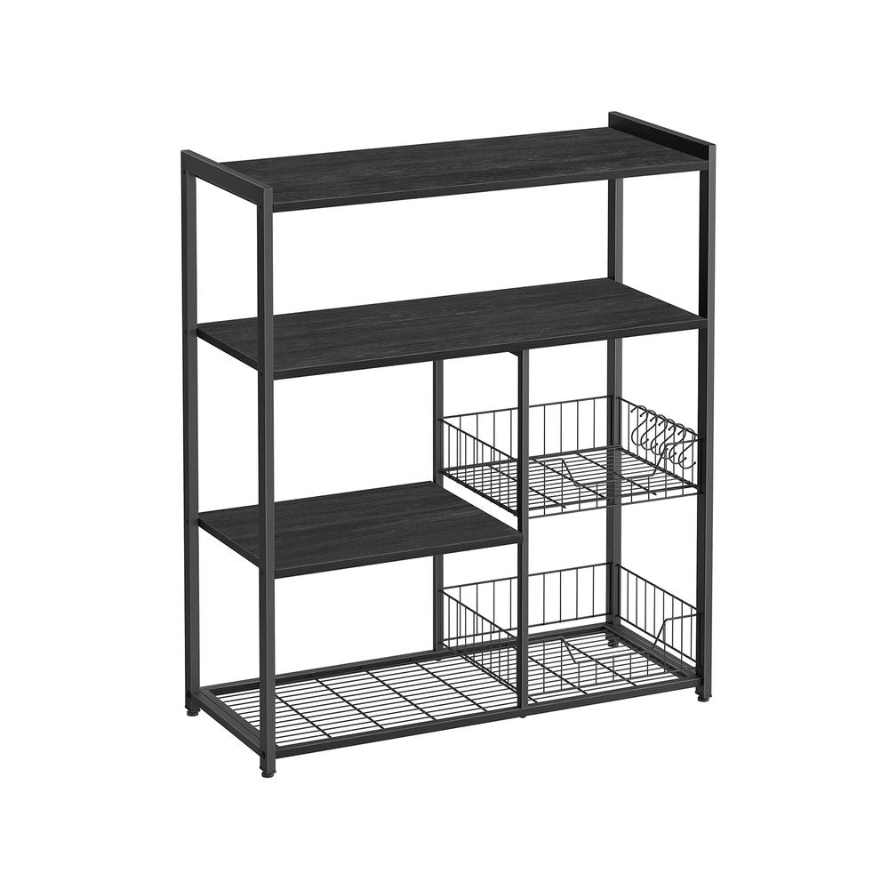 Küchenständer - Küchenschrank - Aufbewahrungsschrank - 4 Level - Metallrahmen - Holzbretter - Weiß