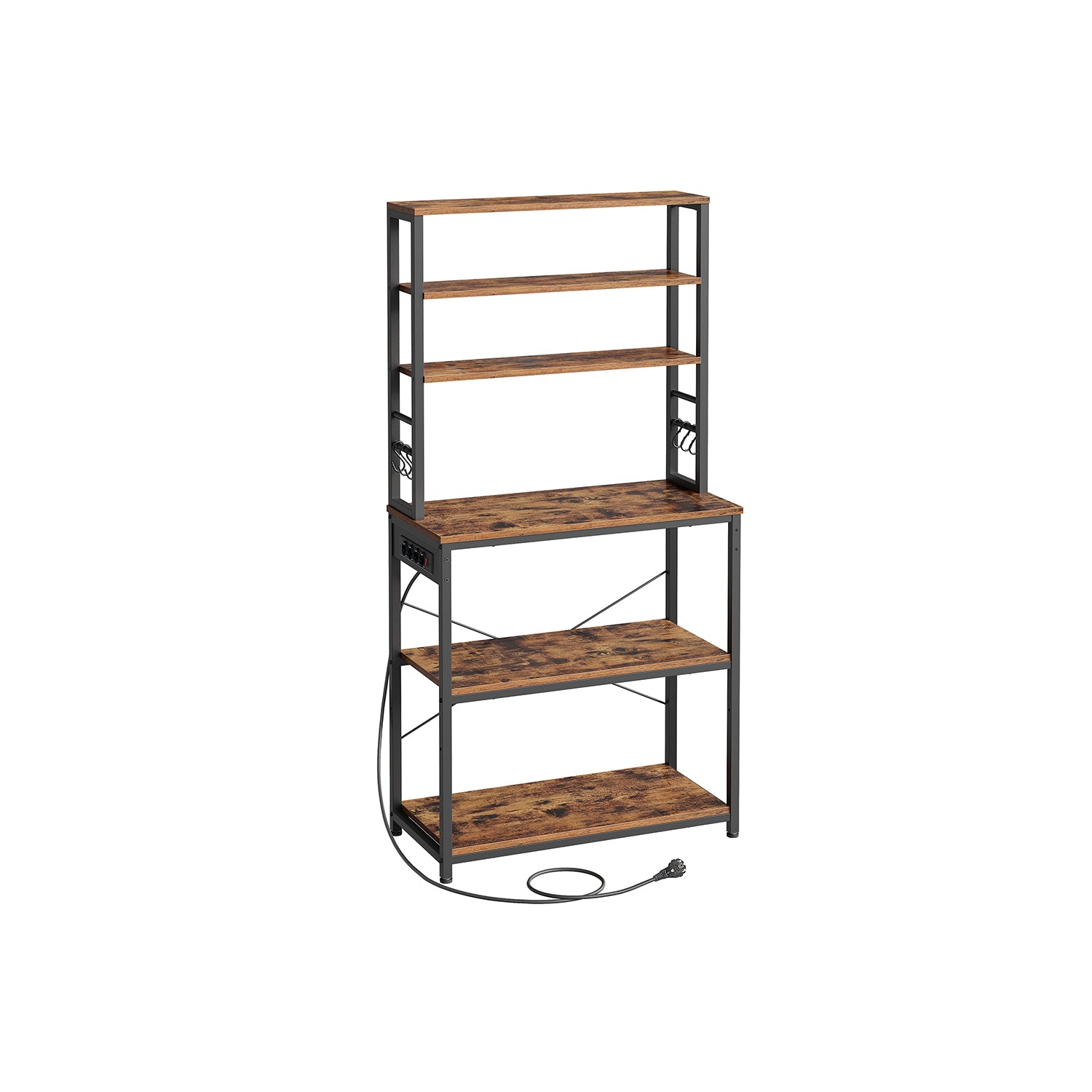 Küchenregal mit Sockets Vintage Brown und Tinte schwarz