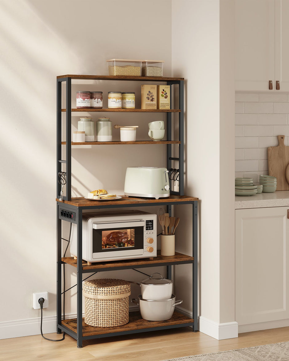 Küchenregal mit Sockets Vintage Brown und Tinte schwarz