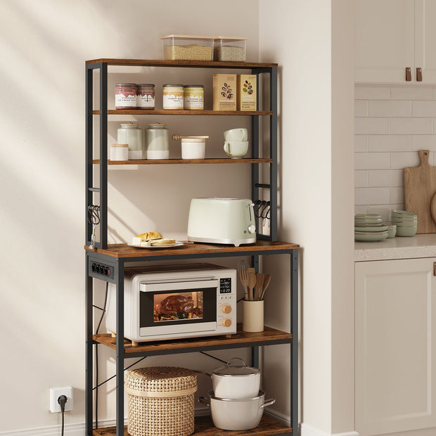 Küchenregal mit Sockets Vintage Brown und Tinte schwarz