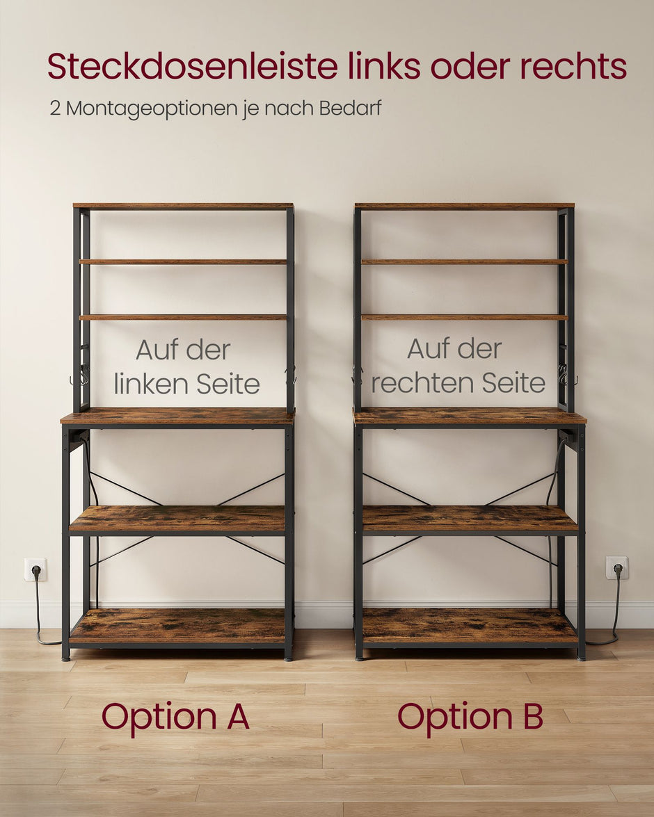 Küchenregal mit Sockets Vintage Brown und Tinte schwarz