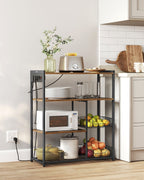 Küchenregal mit Steckdosen - Vintage Brown & Tinte -Black - Multifunktional