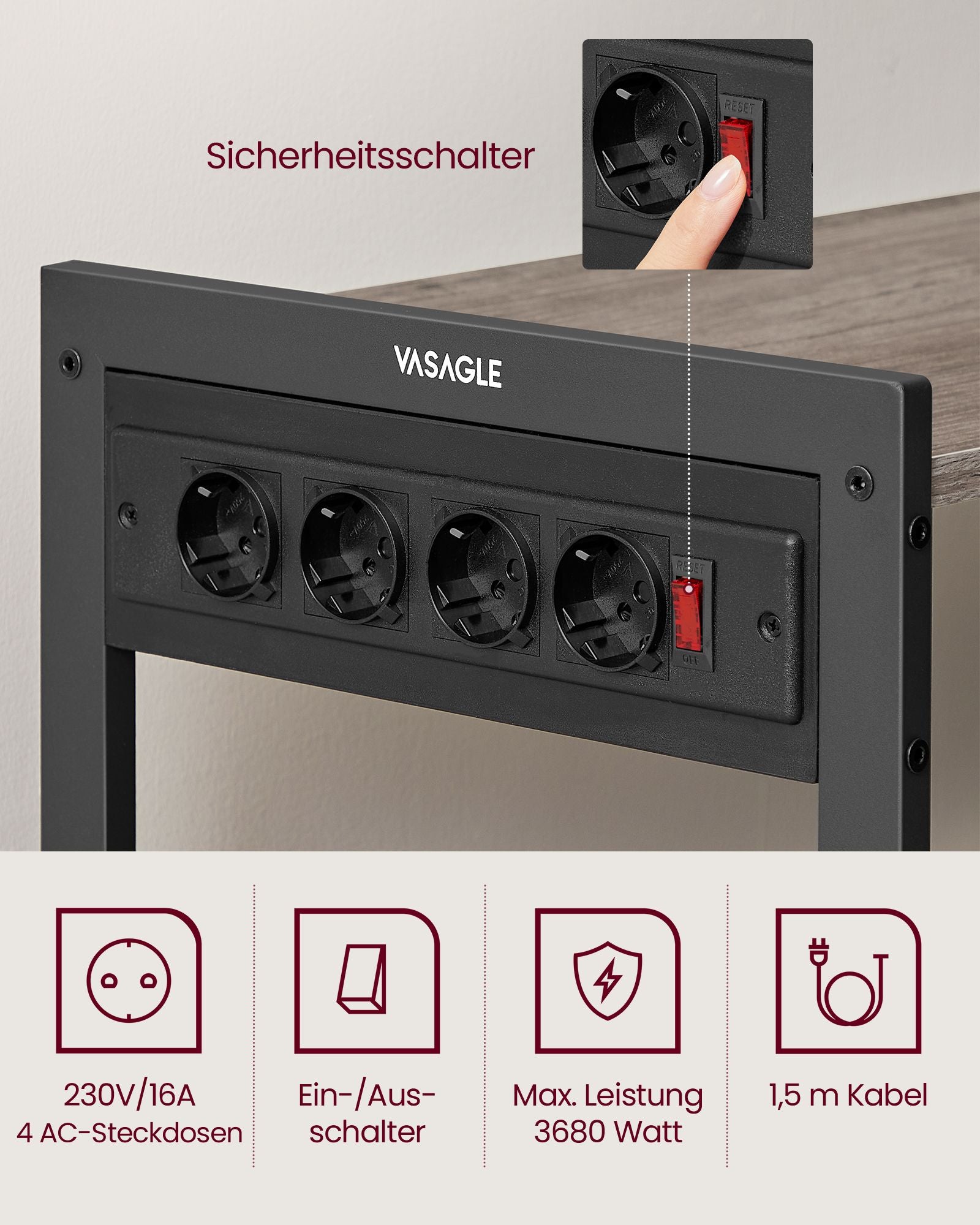 Küchenregal mit Sockets Greige Spotted Tinte schwarz