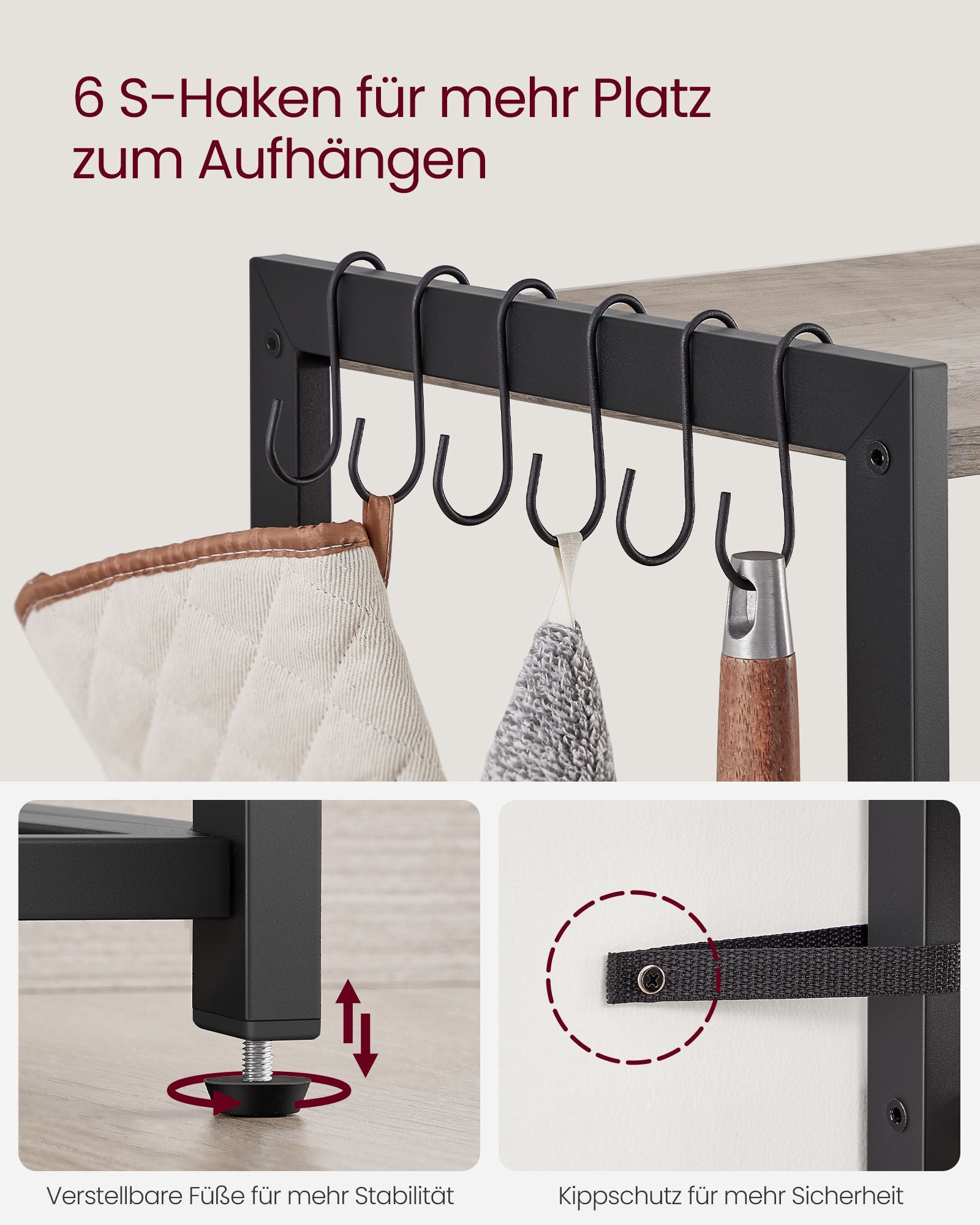 Küchenregal mit Sockets Greige Spotted Tinte schwarz
