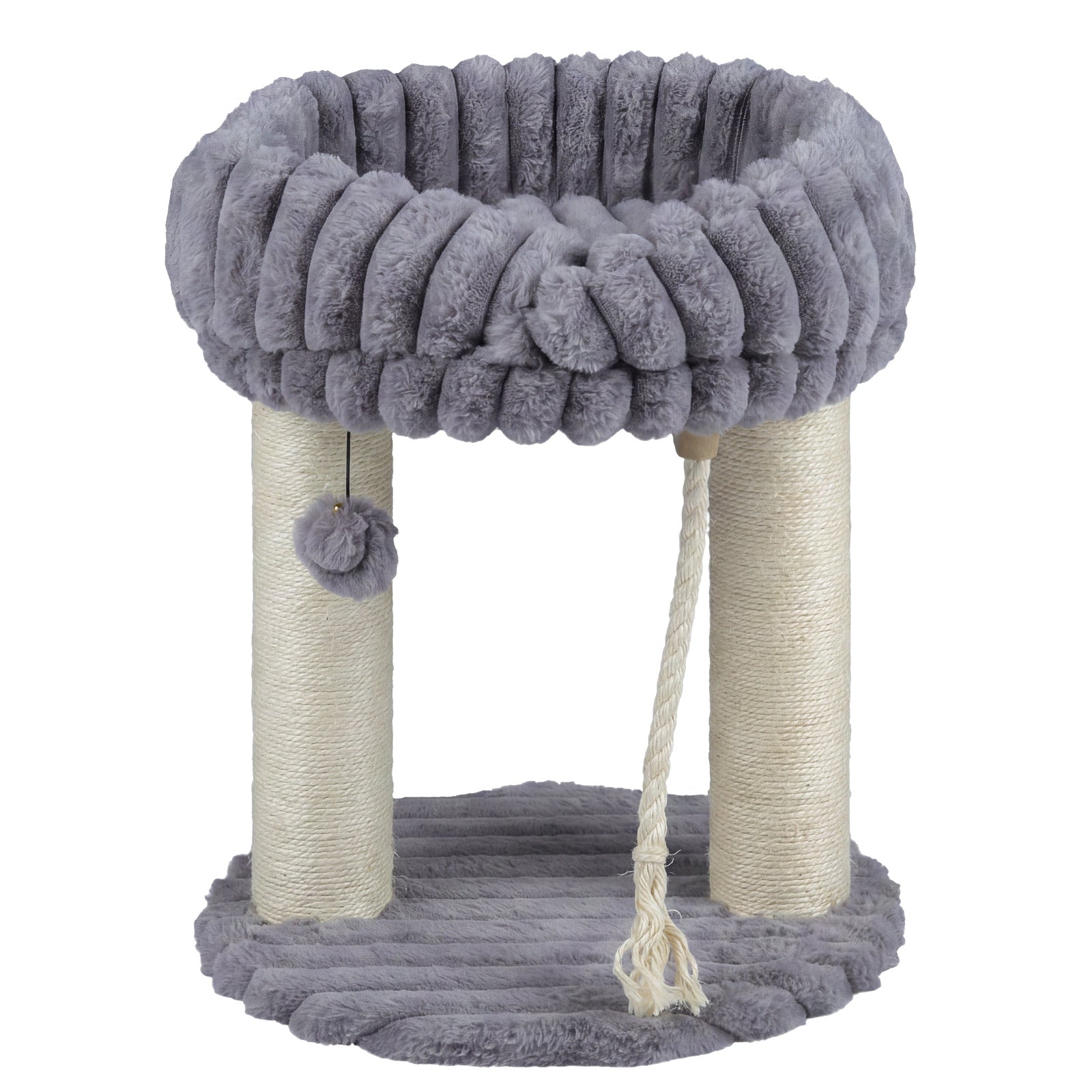 Katträd – i plysch, kattklösträd med viloplattform och sisalstammar, klättertorn – 40 x 40 x 50,5 cm