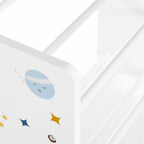 Kinderschrank - Bücherregal für Spielzeug - 9 Fleece -Aufbewahrungsboxen - Weiß/Blau