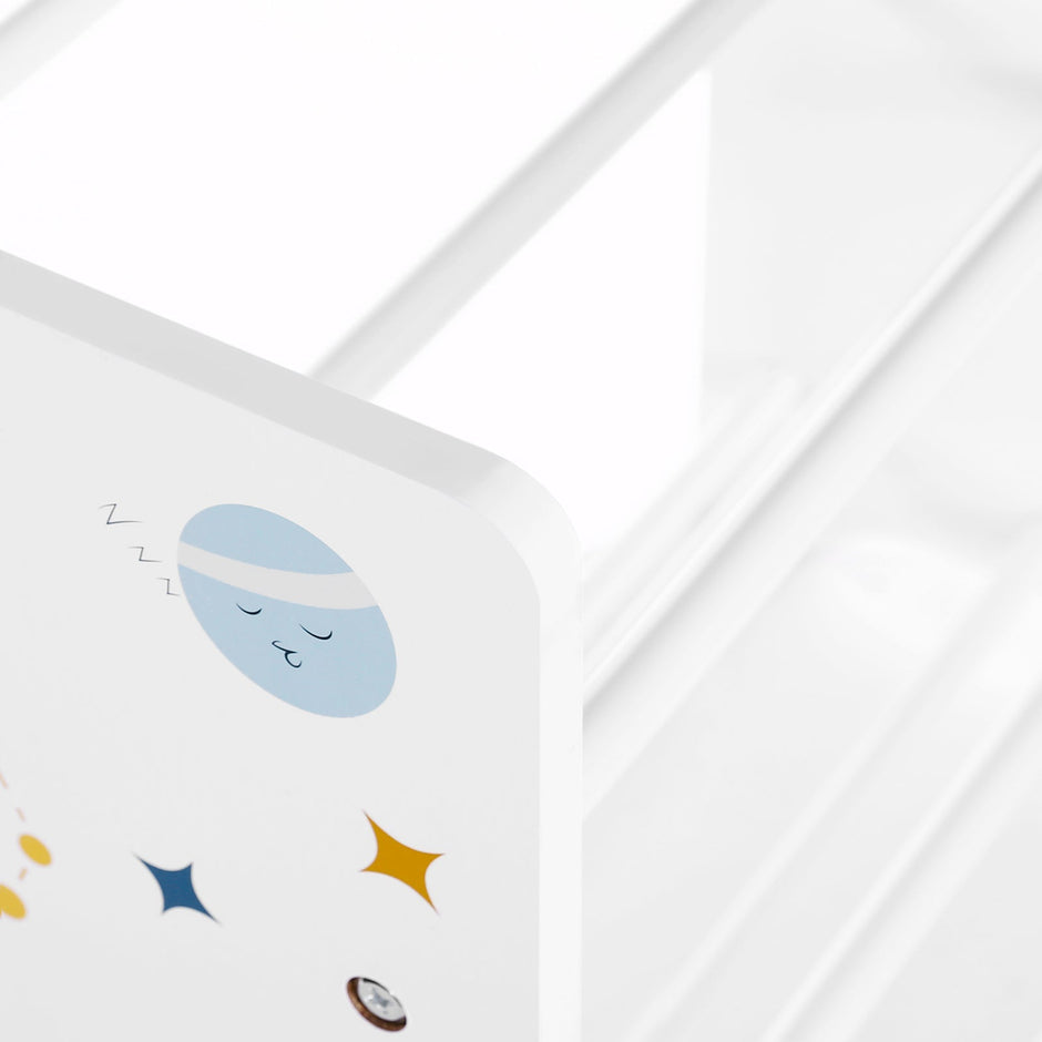 Kinderschrank - Bücherregal für Spielzeug - 9 Fleece -Aufbewahrungsboxen - Weiß/Blau