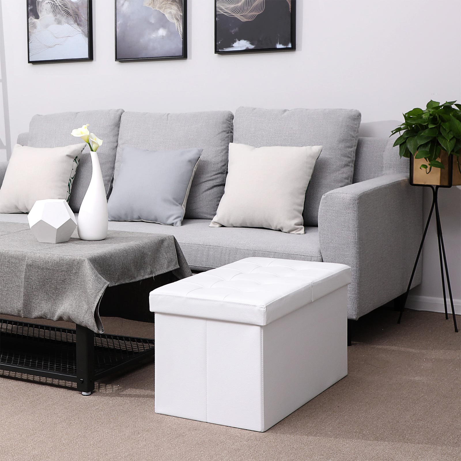 Sofa - Falten - 76 cm - mit faltungsvollem Deckel - Weiß