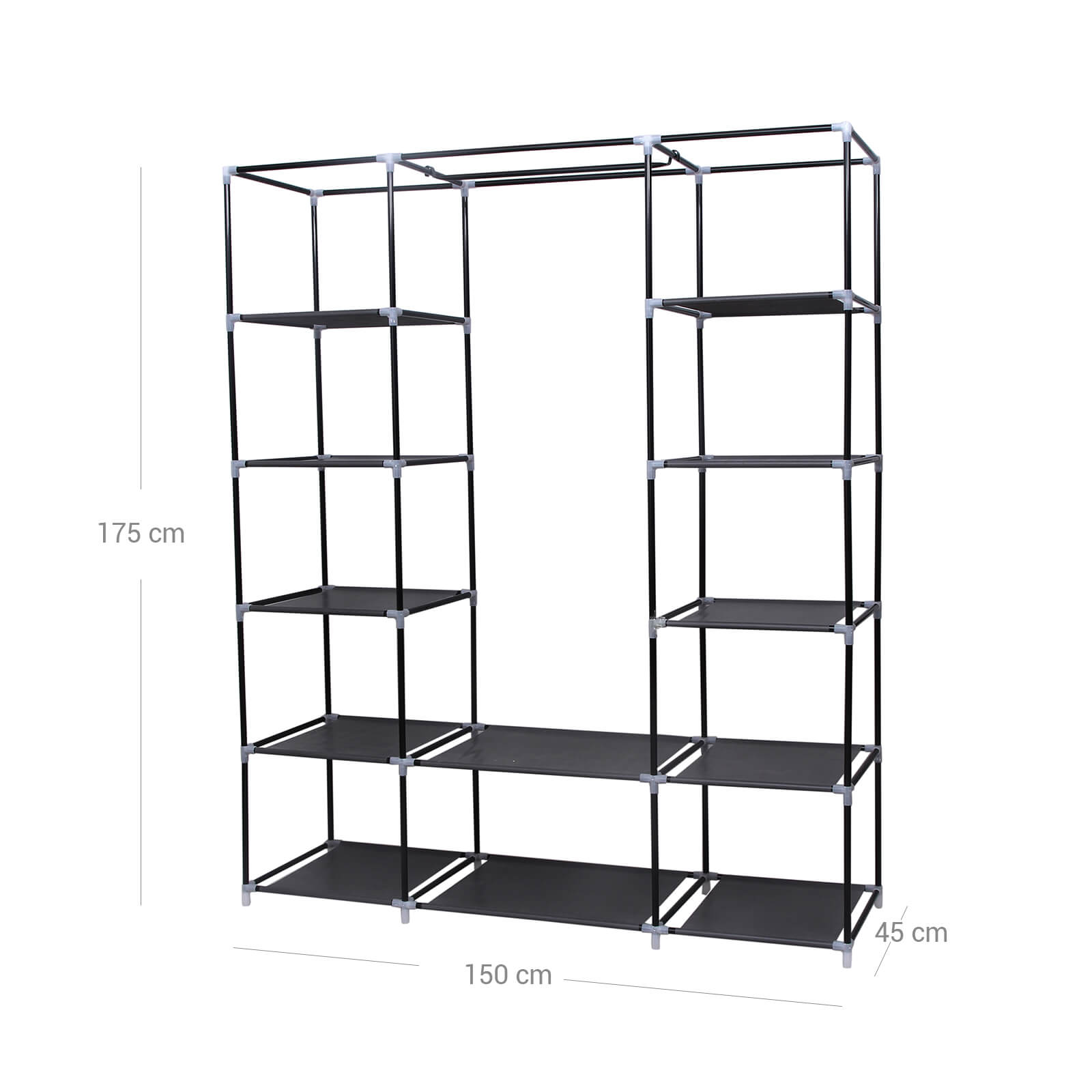 Kleiderschrank - Stoffgarderobe - 175 x 150 cm - Schwarz