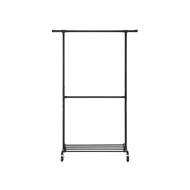 Kleidungsständer - Industrielles Design - auf Rädern - Abführbar bis zu 110 kg - schwarz