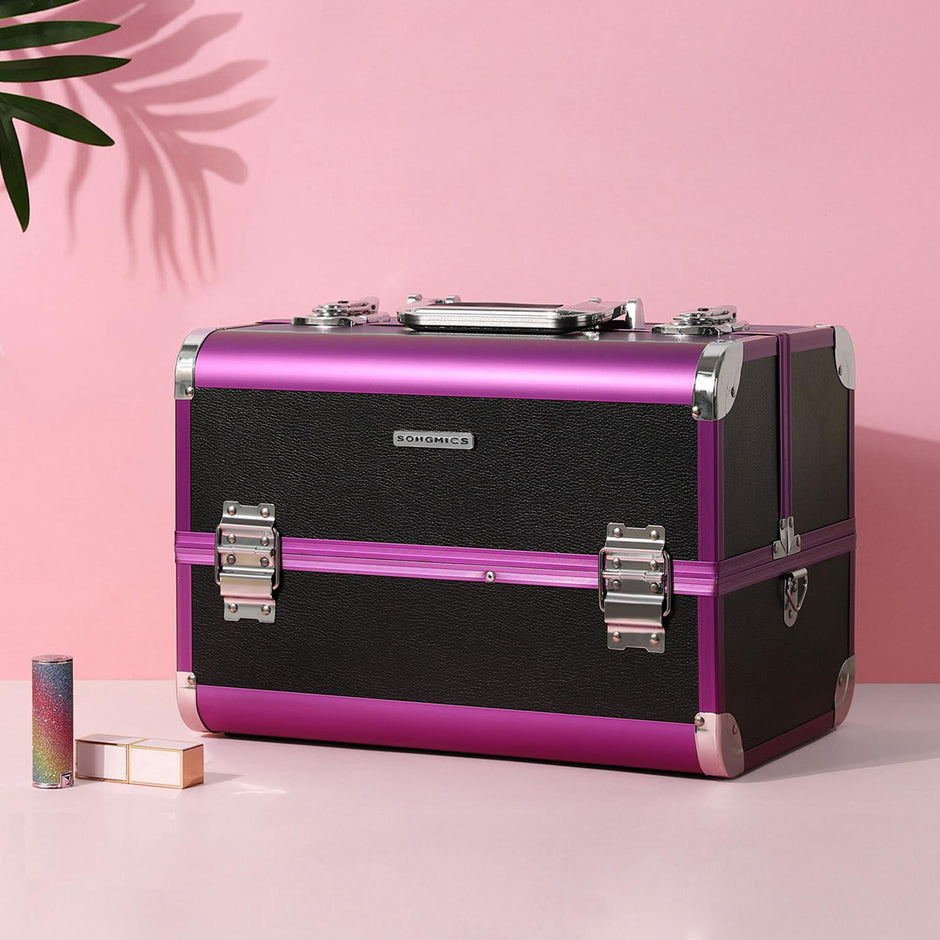 Make-up-Taschen-klein-schwarz & lila