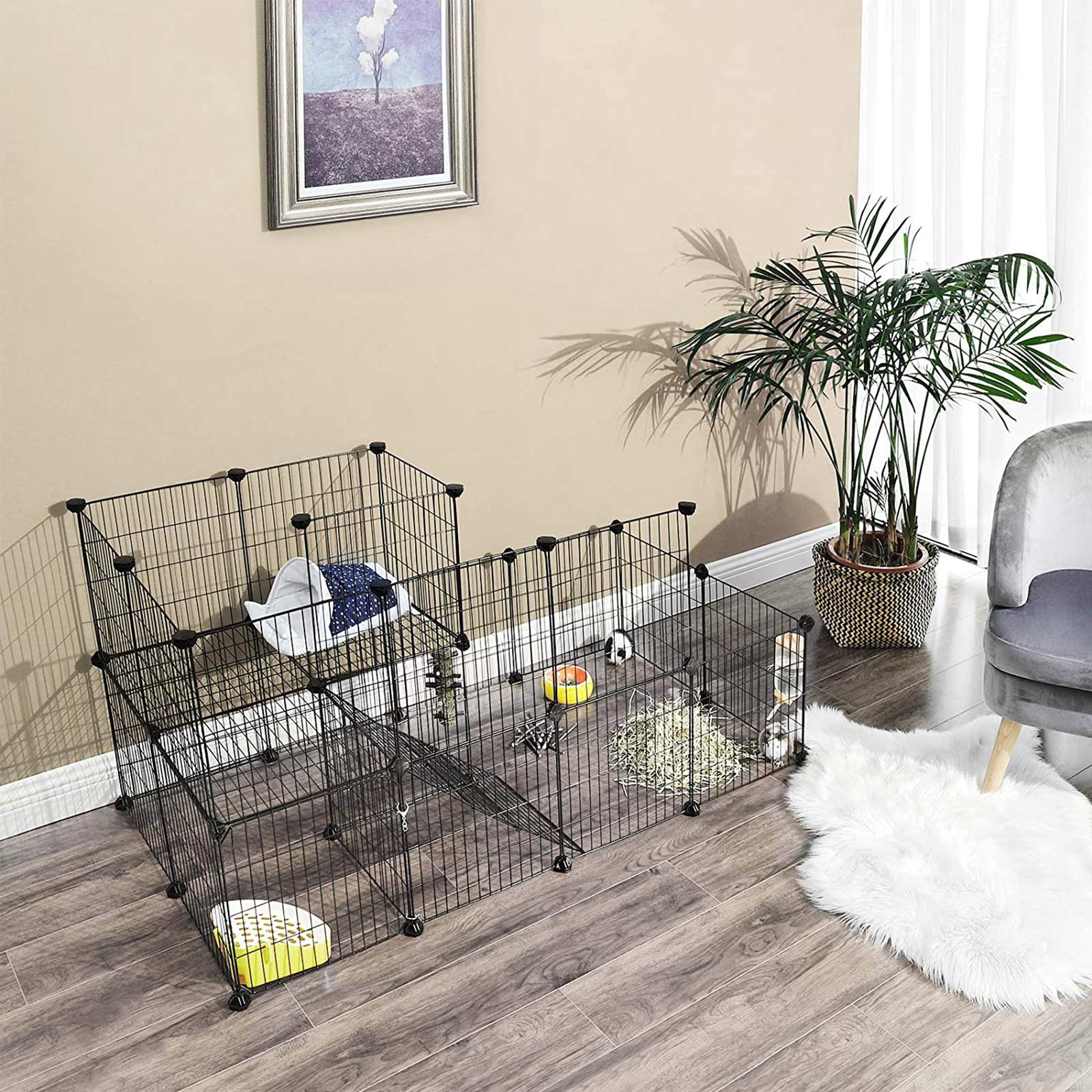 Tierkäfig - Kaninchenkäfig / Cavia Cage - Tierherz - Schwarz