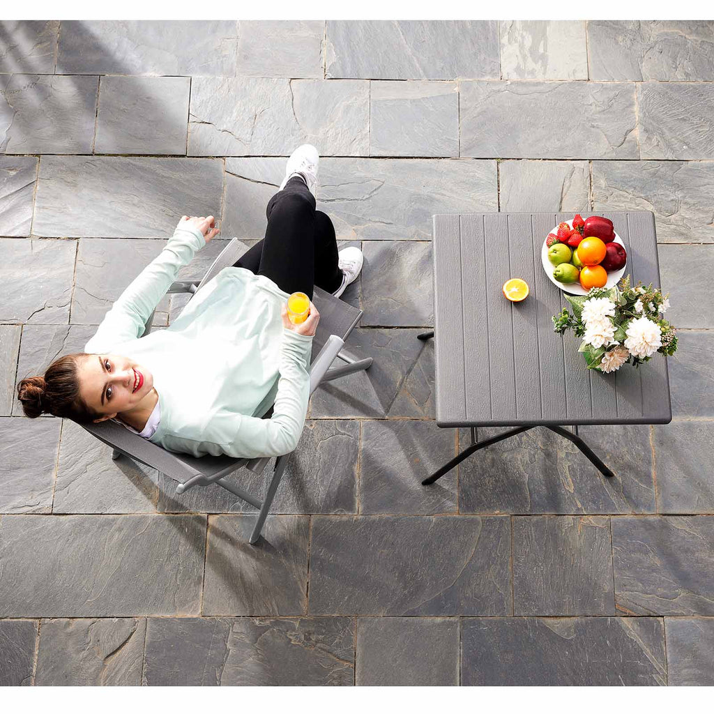 Gartenstuhl - Klappstuhl - Aluminiumrahmen - bis zu 150 kg Ladungskapazität - Grau