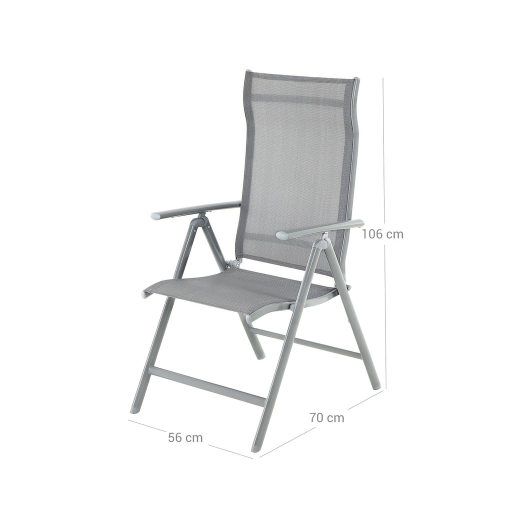 Gartenstuhl - Klappstuhl - Aluminiumrahmen - bis zu 150 kg Ladungskapazität - Grau