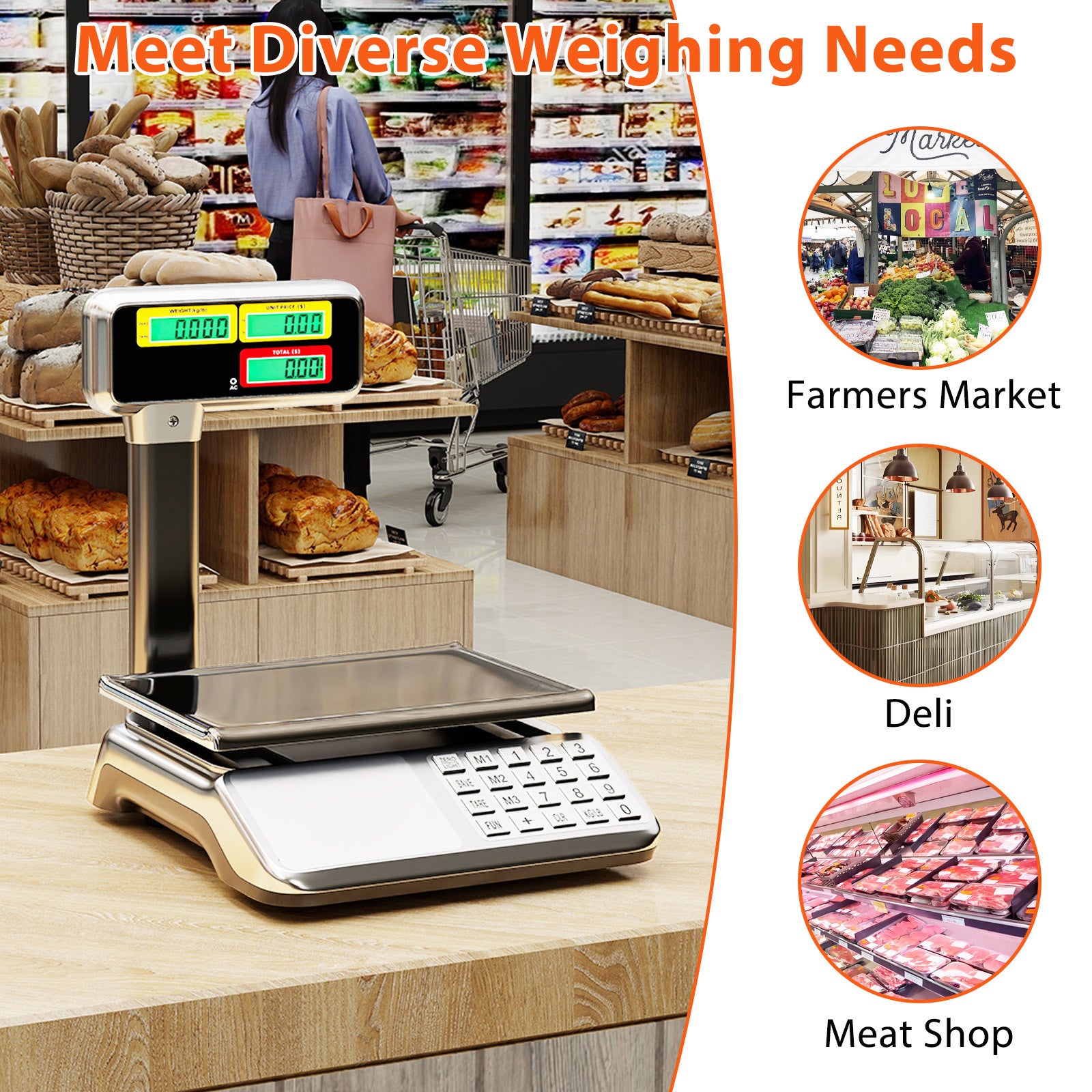 Kontrollvåg – med dubbelsidig högdisk butiksvåg inbyggt batteri – 40 kg / 5 g