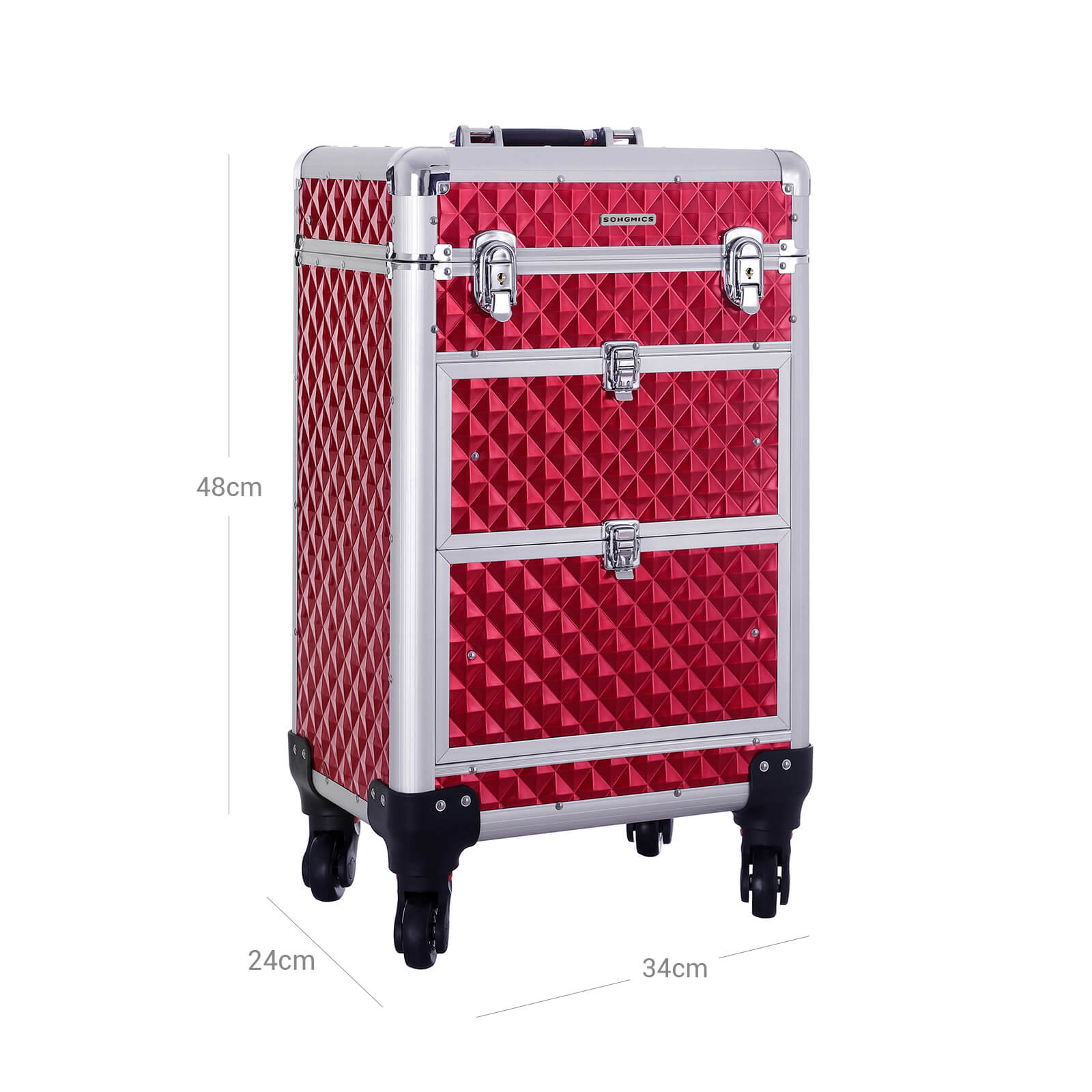 Make-up-Trolley-Aluminium-Kosmetikfall-Rot