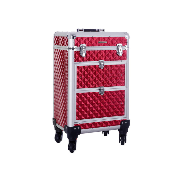 Make-up-Trolley-Aluminium-Kosmetikfall-Rot