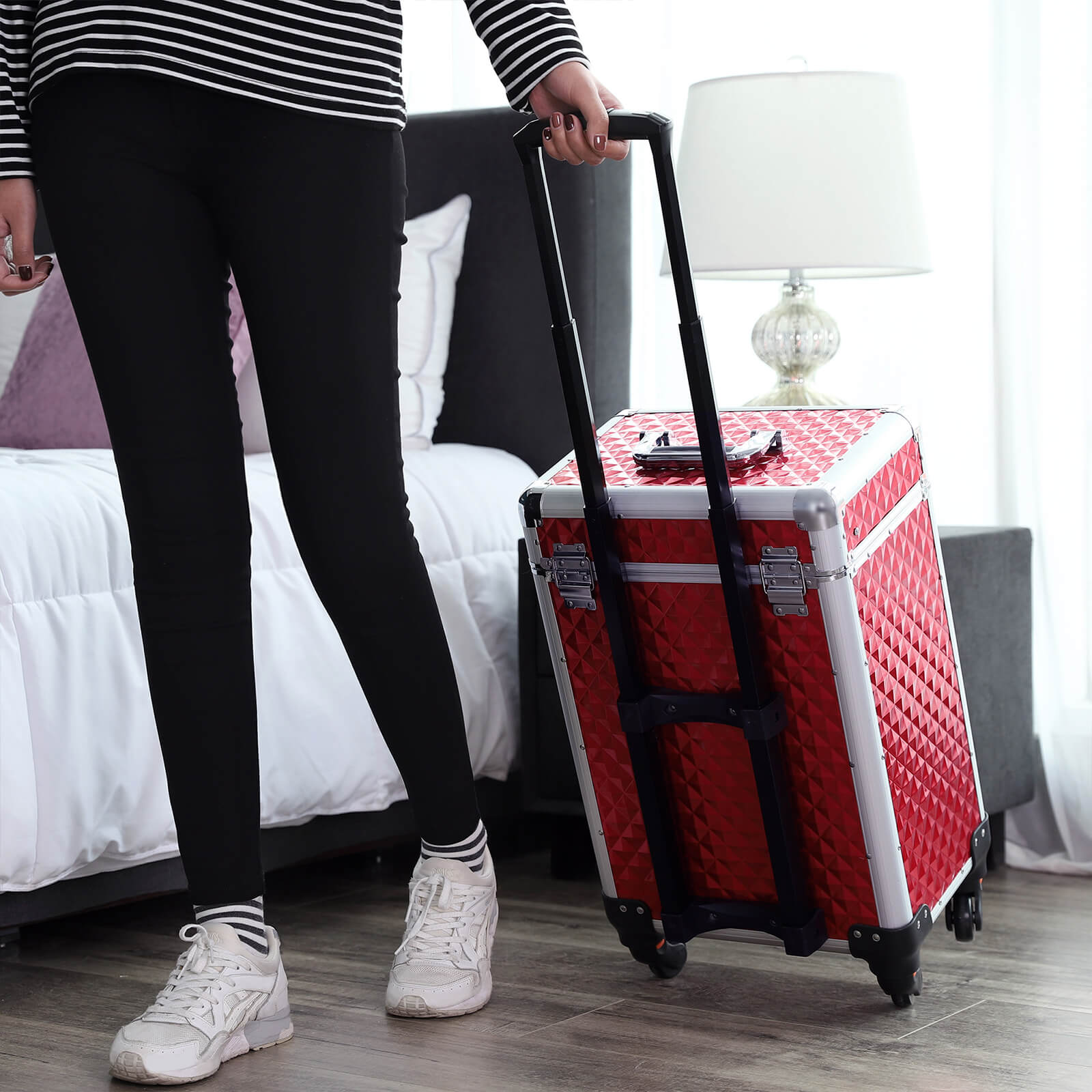 Make-up-Trolley-Aluminium-Kosmetikfall-Rot