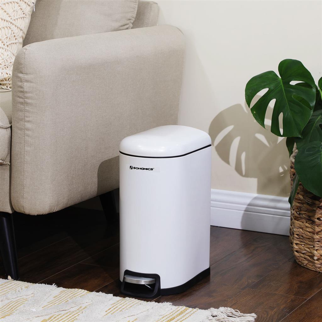 Müll - Stahlkosmetikbox - 10 l - mit innerem Eimer - Softclose - Weiß