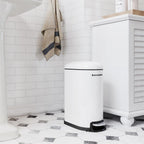 Müll - Stahlkosmetikbox - 10 l - mit innerem Eimer - Softclose - Weiß