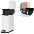 Müll - Stahlkosmetikbox - 10 l - mit innerem Eimer - Softclose - Weiß